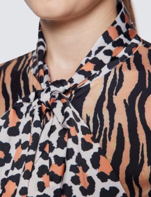 Orange & Black Tiger Print Bow Blouse – Hawes and Curtis Women's Blouse