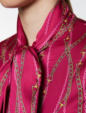 Fuchsia & Yellow Chains Print Bow Blouse – Hawes and Curtis Women's Blouse