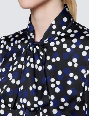 Black & Blue Spot Print Bow Blouse – Hawes and Curtis Women's Blouse