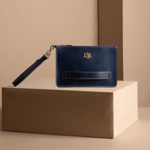 blue clutch bag